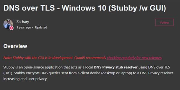 DNS over TLS – Windows 10 (Stubby /w GUI)